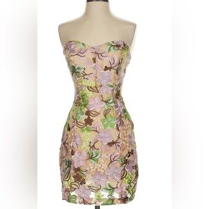 Nova Lux Floral, Semi-transparent Sleeveless Cocktail Dress.